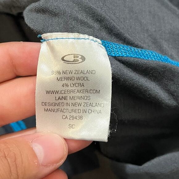 Icebreaker merino wool gray blue quarter zip performance shirt long sleeve XS - Picture 4 of 8